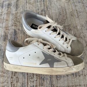 Golden Goose White and Gray Sneakers
